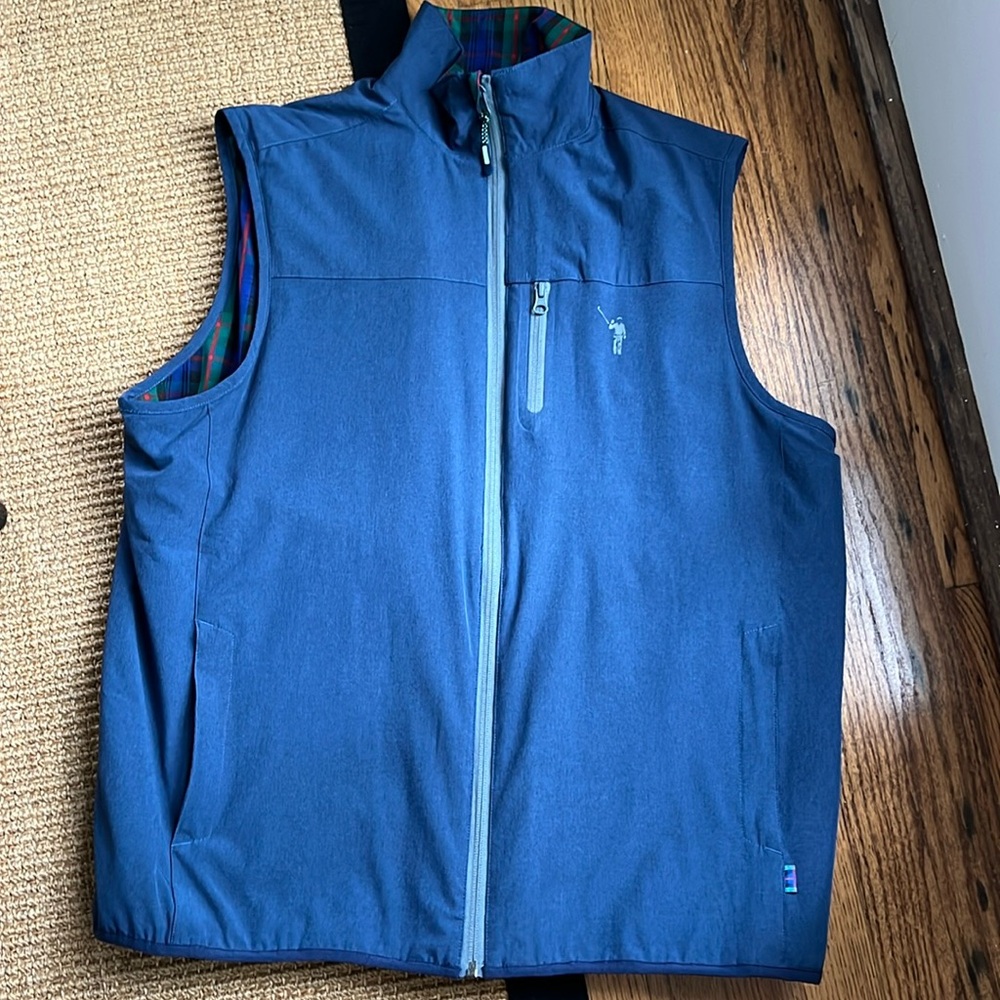 William Murray Golf [Size: L] Navy/Plaid Vest